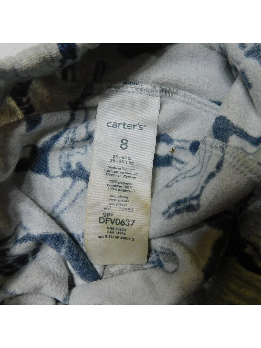 Carters Boys Gray Blue Football Players Fleece Pajama Pants 8